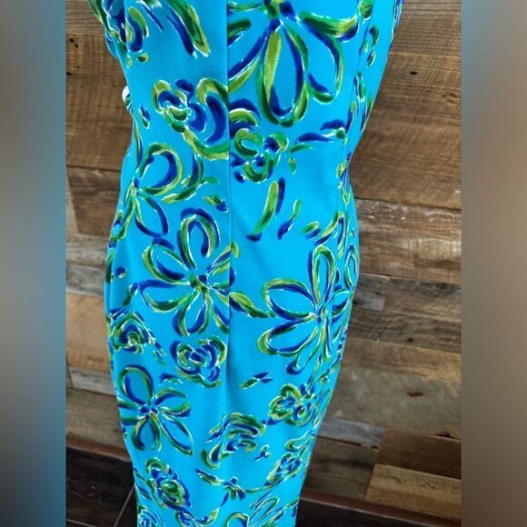 John Roberts Brightly Colored Abstract Floral Sleeveless Dress Back Zipper - Picture 13 of 16